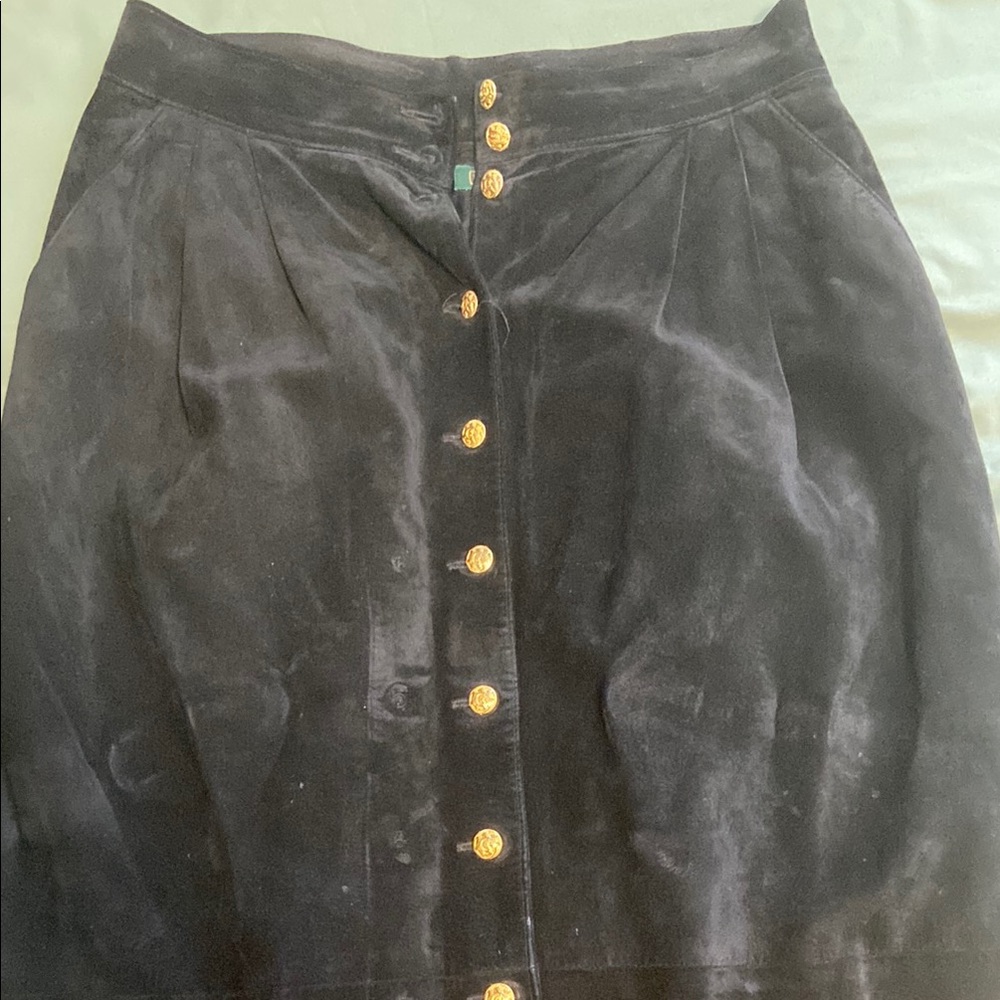 Daniel ankle skirt Black Skirt with Gold Buttons